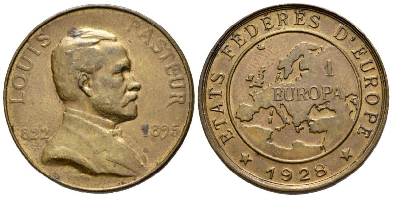 FEDERATED EUROPEAN STATES. 1 Europe (Ae. 7,87g /27mm). 1928. Louis Pasteur 1822-...