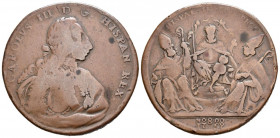 CARLOS III (1759-1788). Proclamación Sevilla. (Ae. 18,59g/36mm). 1759. Grabador: V. de la Fuente. (Vives 33). Anv: Busto laureado de Carlos III con co...