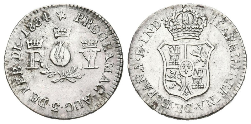 ISABEL II (1833-1868). Proclamación en Granada (Ar. 1,40g/15mm). 1834. Módulo 1/...