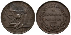 ALFONSO XII (1874-1885). 1ª Exposición Pedagógica. El Fomento del Arte (Ae. 34,65g/42mm). 1882. Madrid. Grabador: Gregorio Sellán. (Vives no cita). EB...