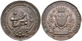 ALFONSO XIII (1885-1931). Exposición Aragonesa de 1885 y 1886. (Ae. 72,96g/52mm). Real Sociedad Económica Aragonesa. Fdo: F. Menéndez y Aguilar. (AVM-...