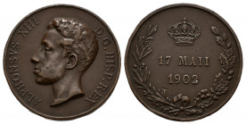 ALFONSO XIII (1885-1931). Proclamación en Madrid. (Ae. 13,01g/30mm). 1902. (Vives 598). MBC+.