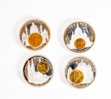 Conjunto de 4 medallas o tokens de la serie Europeans Currencies de los países de Austria, Alemania Francia y Croacia acuñadas en cuproniquiel. Alto n...