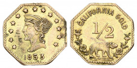 ESTADOS UNIDOS. Token 1/2 Gold California. (Au. 0,30g/10mm). 1853. Réplica. MBC+.