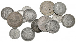 CENTENARIO DE LA PESETA. Lote compuesto por 14 monedas de plata acuñadas entre el Gobierno Provisional y Alfonso XIII. A EXAMINAR.