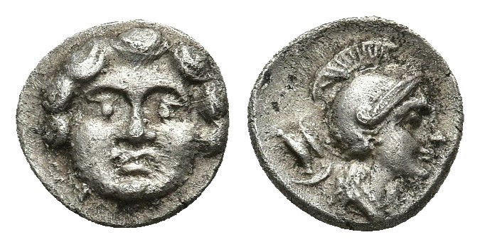 PAMPHYLIA. Aspendos. Obol (Circa 420-360 BC). 0.96gr. 9.8mm.
Facing gorgoneion,...