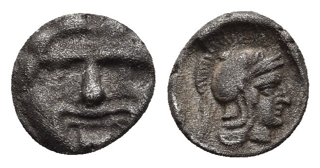 PAMPHYLIA. Aspendos. Obol (Circa 420-360 BC). 0.94gr. 9.9mm.
Facing gorgoneion,...