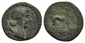 GALATIA, Kings of Amyntas . 36-25 BC. Æ 3.20gr. 18.7mm.
Head of Artemis right, bow and quiver over shoulder / BASILE-WS above, [AM]YNTOY in exergue, ...