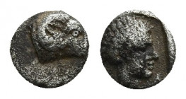 Caria, Kasolaba, c. 420-400 BC, Hemiobol, . Ram’s head right / Youthful male head right within incuse 0.52gr. 7.1gr.