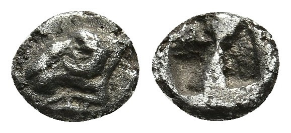 TROAS, Kebren. 5th century BC. AR Obol.
Ram’s head left / Quadripartite incuse ...