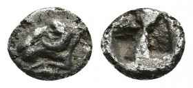 TROAS, Kebren. 5th century BC. AR Obol.
Ram’s head left / Quadripartite incuse square