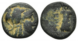 Pergamon , Mysia. AE , c. 200-133. 5.37gr. 17.7mm. Helmeted head of Athena right. Rv. ΑΘΗΝΑΣ ΝΙΚΗΦΟΡΟΥ, Tropaion.