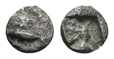 MYSIA. Kyzikos. Hemiobol (Circa 600-550 BC). Obv: Tunny Rev: Quadripartite incus...