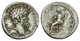 Septimius Severus 193-211 AD, AR denarius, Rome Mint, ca. 196-197 AD. 3.36gr. 18.2mm.
Laureate head of Septimius Severus right Fortuna seated left, h...