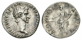 Nerva, 96-98. Denarius Rome, 97. 3.3gr. 17.1mm.
IMP NERVA CAES AVG P M TR P COS III P P Laureate head of Nerva to right. Rev. AEQVITAS AVGVST Aequita...