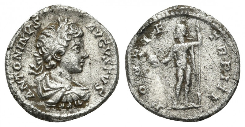 Caracalla (196-217) - AR Denarius Rome 200, 2.77gr. 17.9mm.
Draped bust right /...