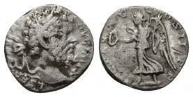 Septimius Severus, 193-211. Denarius, Laodicea ad Mare, 198-202. 2.68gr. 16.2mm
Laureate head of Septimius Severus to right. Rev. Victory advancing l...