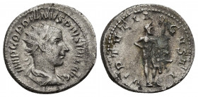 Gordian III, 238-244. Antoninianus, Rome, 241-243. 4.2gr. 22.1mm.
IMP GORDIANVS PIVS FEL AVG Radiate, draped and cuirassed bust of Gordian III to rig...