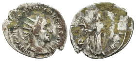 Traianus Decius (249-251 AD). AR Antoninianus Roma (Rome). 2.54gr. 22.3mm.
IMP C M Q TRAIANVS DECIVS AVG, radiate and cuirassed bust right, seen from...