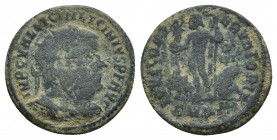 Licinius I Æ Follis. Antioch, AD 313-4. 2.68g 19mm IMP C VAL LICIN LICINIVS P F AVG, laureate head right / IOVI CONSERVATORI AVGG, Jupiter standing le...