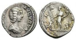Julia Domna AR Denarius. Rome, AD 196-211. 2.91gr. 16.9mm.

IVLIA AVGVSTA, draped bust right / HILARITAS, Hilaritas standing left, holding long palm...
