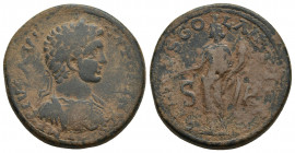 Pisidia Antioch Caracalla AD 198-217. Bronze Æ 25.09gr. 31.5mm.
IMP CAES M AVR ANTONINVS AVG, laureate, draped, and cuirassed bust right / GE-NIVS CO...