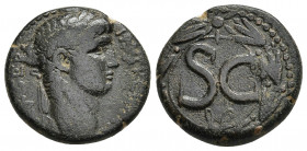 Nero Æ of Antioch, Seleucia and Pieria. 54-68. 12.15gr. 23.5mm.
Laureate head of Nero r.; lituus before / SC within wreath