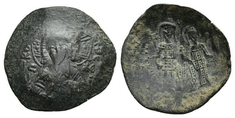 Manuel I Comnenus.(?) AD 1143-1180. Constantinople Trachy Æ 3.4gr. 25.9mm.