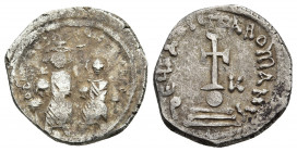 Heraclius, with Heraclius Constantine, 610-641. Hexagram Constantinople, 632-635. 5.47gr. 21.5mm.