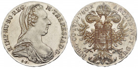 Austria, Maria Theresa, Thaler 28.11gr. 40.7mm.
Günzburg 1780 SFA ttractive about uncirculated piece with strong luster.Thaler, struck posthumously a...