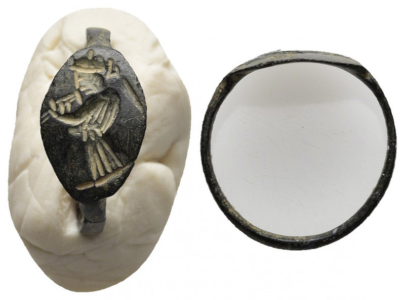 Roman Ring with Victory Approaching 1st-3rd century AD. A bronze 1.76gr. 21.6mm....