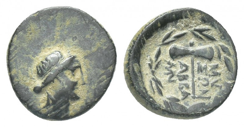 Greek 
Phrygia, Abbaitis Æ14.
Phrygia, Abbaitis Æ14. 2nd-1st C. BC. Laureate hea...