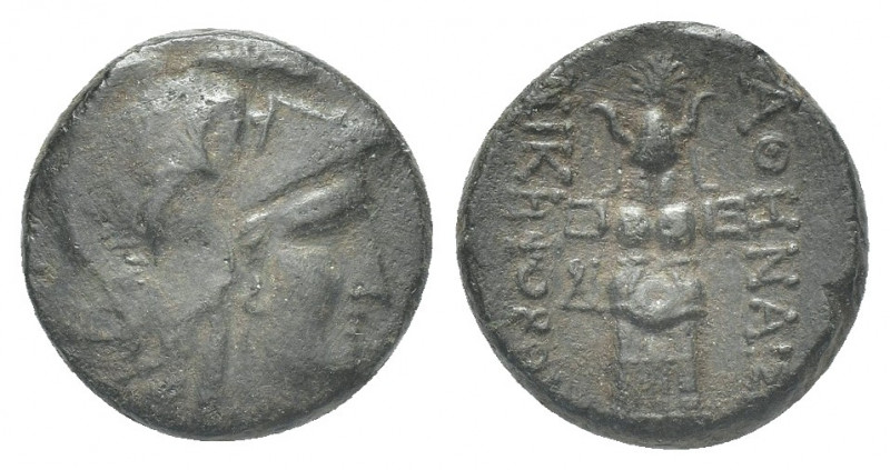 Greek 
MYSIA. Pergamon. Ae Mid-late 2nd century BC . Helmeted head of Athena rig...