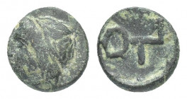 Greek Uncertain Coins
Head of Apollo left.
Rev. Tamgha (Monoskelis?) VERY RARE. 1.6g 10.4mm
