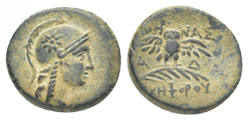 Greek
PHRYGIA. Apameia. Ae (Circa 88-40 BC)
Helmeted bust of Athena right, weari...