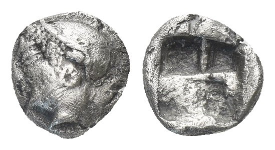Greek 
 Ionia, Kolophon AR Obol. Late 6th century BC. Archaic male head (of Apol...