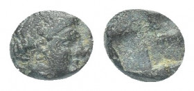 IONIA. Kolophon. Hemiobol (Circa 450-410 BC). (?)
Obv: Laureate head of Artemis right. Rev: Quadripartite incuse square 0.4g 5.4mm