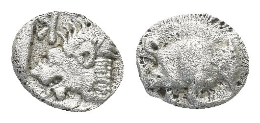 Greek 
Mysia, Kyzikos AR Obol. Circa 450-400 BC. Forepart of boar left; to right...