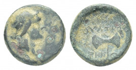 LYDIA, Thyatira . 2nd Century BC. 
Laureate head of Apollo right,
 labrys; bow left. 3.9g 14.3mm