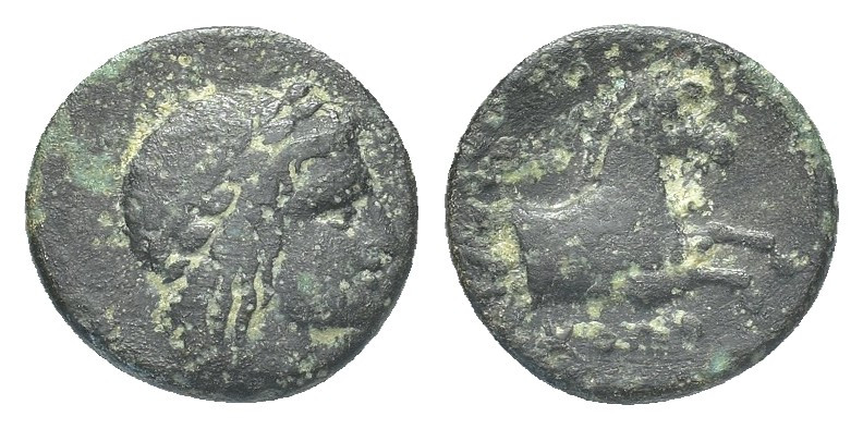 Ionia, Kolophon. ca. 330-325 B.C. AE 
Apollodoros, magistrate. 
Head of Apollo r...