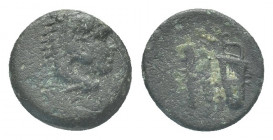 KINGS OF MACEDON. Alexander III 'the Great', 336-323 BC. 
Head of Herakles in lion's skin head-dress to right; before, kerykeion. Rev. AΛEΞANΔPOY fran...