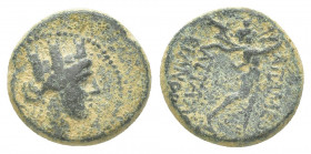 Greek 
PHRYGIA. Apameia. Circa 88-40 BC. Bronze struck under the eglogistes Attalos, son of Bianor. Turreted head of Artemis-Tyche right, with bow and...