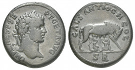 Roman Provincial
Pisidia, Antiochia. Geta. As Caesar, A.D. 198-209. AE 18 P[O SEP?] GETA CAE, bare-headed draped bust of Geta Caesar, seen from behin...