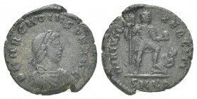 Roman Imperial 
Arcadius AD 383-408. Rome
Follis Æ
D N ARCADIVS P F AVG, Diademed, draped and cuirassed bust right / VIRTVS - EXERCITI / S M N Γ. Empe...
