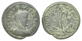Roman Imperial
Crispus Caesar 317-326. AE-Follis 20mm (321/324) Heraclea, DN FL IVL CRISPVS NOB CAES / IOVI CONS-ERVATORI 3.5g 20.8mm