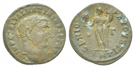 Roman Imperial 
 Maximinus II, 310-313. Follis Antiochia, 311-312. IMP C GAL VAL MAXIMINVS P F AVG Laureate head of Maximinus II to right. Rev. GENIO ...