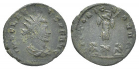 Roman Imperial
Claudius II Gothicus. AD 268-270. Antoninianus.
IMP C M AVR CLAVDIVS AVG, radiate bust right, slight drapery; below / VICTOR A E GERM...