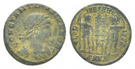 Roman Imperial 
CONSTANTINE I THE GREAT (306-337). Follis. Antioch.
Obv: CONSTANTIVS MAX AVG.
Diademed, draped and cuirassed bust right.
Rev: GLORIA E...