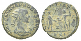 Roman Imperial 
Probus AD 276-282. Antioch Antoninianus Æ silvered IMP C M AVR PROBVS P F AVG, radiate, draped, and cuirassed bust right / CLEMENTIA T...