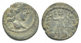 Roman Provincial
LYDIA. Thyateira. Ae (2nd century AD).
Obv: Wreathed head of Dionysos right.
Rev: ΘYATEIPHNΩN.
Nike advancing right with palm and wre...